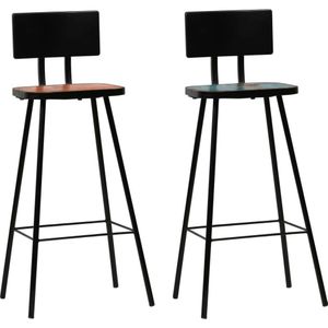 Barhocker 2 Stk. Massives Altholz vidaXL