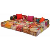 vidaXL 3-Sitzer Modularer Pouf Patchwork Stoff
