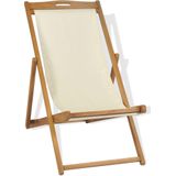 VidaXL Ligstoel 56x105x96 cm Teakhout Crème