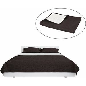 vidaXL - Bedsprei - Crème en Bruin - Microvezel - Dubbelzijdig