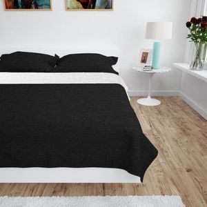 vidaXL - Bedsprei - Zwart en Wit - Microvezel - Dubbelzijdig Gequilt
