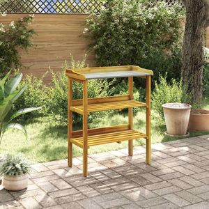 vidaXL - Oppottafel - Massief Acaciahout - 2 Schappen - Zink