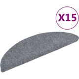 vidaXL Trapmatten Lichtgrijs Halfrond 15 Stuks Polypropyleen