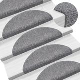 vidaXL Trapmatten Lichtgrijs Halfrond 15 Stuks Polypropyleen