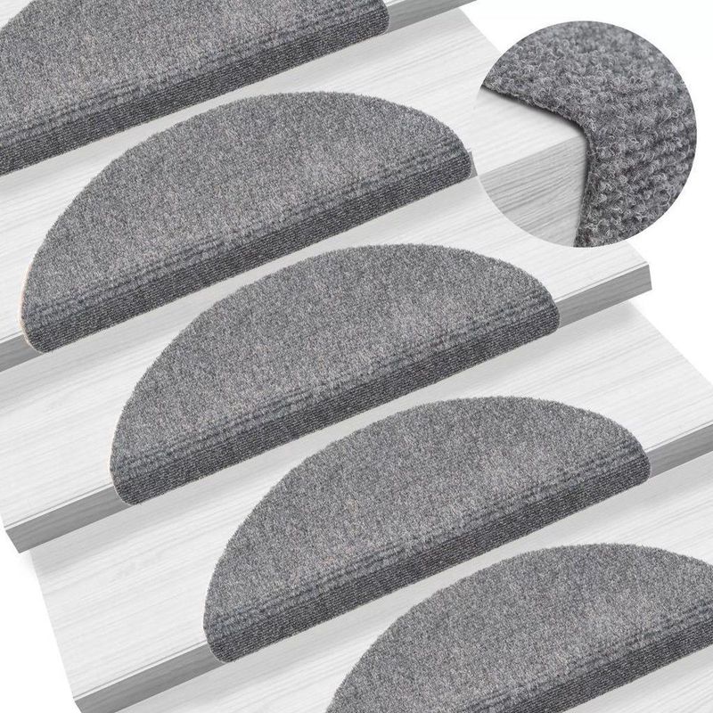 vidaXL Trapmatten Lichtgrijs Halfrond 15 Stuks Polypropyleen