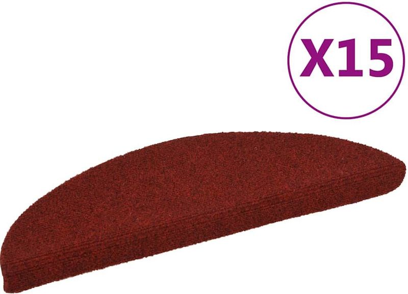 vidaXL Trapmatten - Bordeaux Rood - Polypropyleen - 15 Stuks