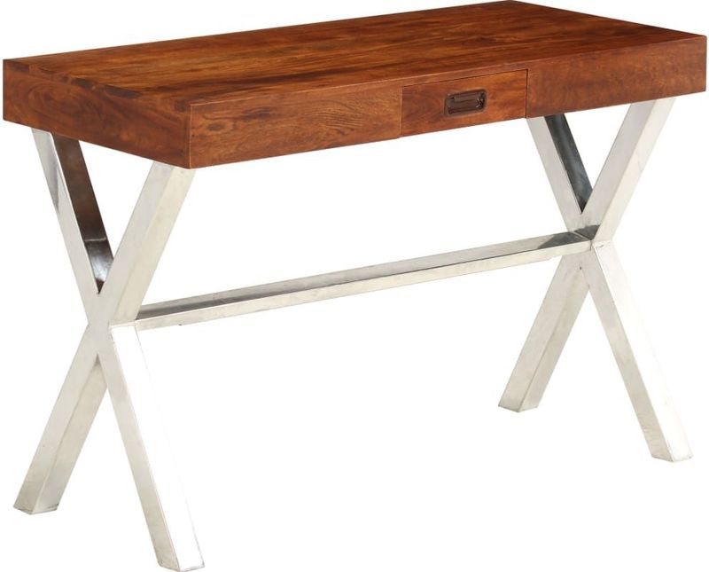 vidaXL Bureau - Massief Acaciahout - Honingafwerking - Retro Stijl