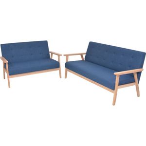vidaXL Bankstel - Stof - Blauw - 2-delig