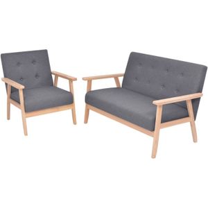 Vidaxl - Sofa-Set 2-tlg. Stoff Dunkelgrau