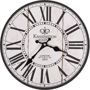 Wandklok - Wit-Zwart - MDF - Diameter 30 cm