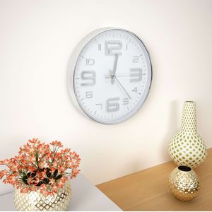 Wandklok - Zilver - Witte Wijzerplaat - PP - Diameter 30 cm