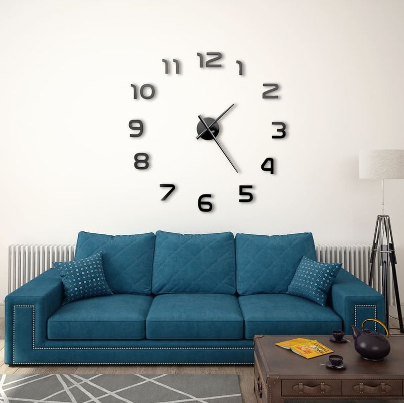 vidaXL-3D-wandklok-100-cm-XXL-modern-zwart