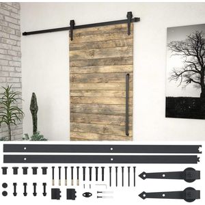 vidaXL Schiebetürbeschlag-Set 183 cm Stahl Schwarz