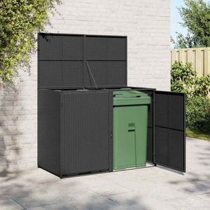 VidaXL Containerberging Dubbel 148x80x111 cm Poly Rattan Zwart