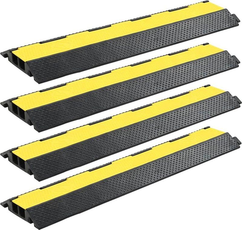 Kabelbeschermer - Geel - Rubber - Set van 4 met Dubbele Tunnel