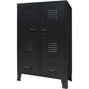 vidaXL - Kledingkast - industriële - stijl - 67x35x107 - cm - metaal - zwart