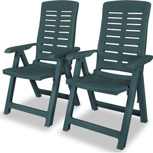 Tuinstoelen verstelbaar 60x61x108 cm kunststof groen 2 st