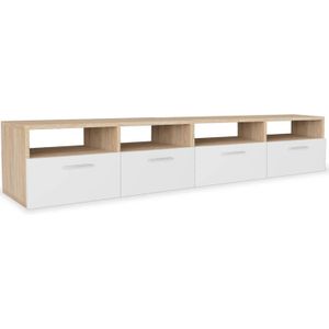 vidaXL-Tv-meubels-95x35x36-cm-spaanplaat-eikenkleurig-en-wit-2-st