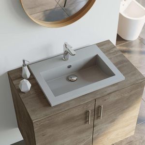 vidaXL - Wasbak - 600x450x120 - mm - graniet - grijs