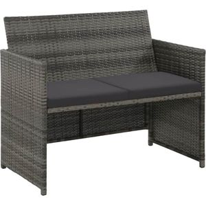 vidaXL-Tuinbank-2-zits-met-kussens-poly-rattan-grijs