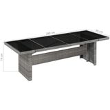 VidaXL Tuintafel 240x90x74 cm Poly Rattan en Glas