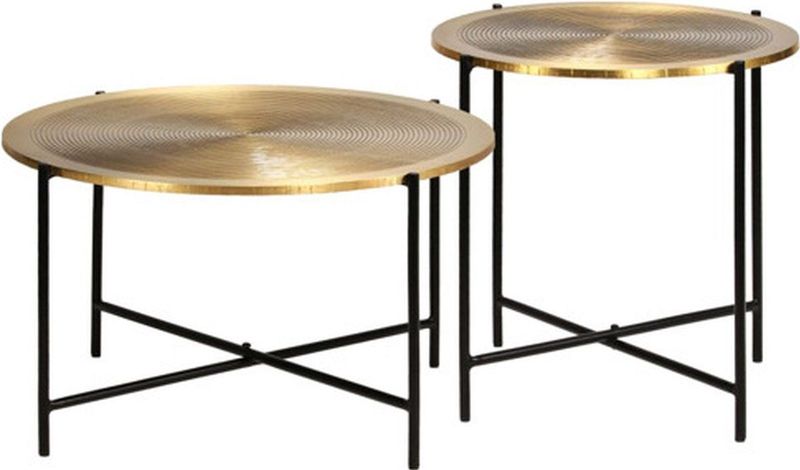 Vidaxl - Tisch-Set 2-tlg. mdf mit Messingbeschichtung