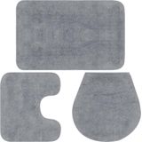 vidaXL - Badmattenset - Grijs - 100% Katoen - 3-delig