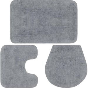 Vidaxl - Badematten-Set 3-tlg. Stoff Grau 493351