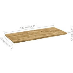 VidaXL Rechthoekig Tafelblad 44mm 120x60cm Massief Eikenhout