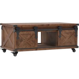 vidaXL - Salontafel - 91x51x38 - cm - massief - vurenhout - bruin