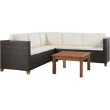 VidaXL 4-Delige Loungeset met Kussens - Poly Rattan Bruin