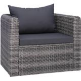 VidaXL 6-delige Loungeset met Kussens - Poly Rattan Grijs