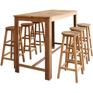 vidaXL - 7-delige - Bartafel - en - -krukkenset - massief - acaciahout