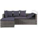 vidaXL 4-delige Loungeset met kussens poly rattan grijs