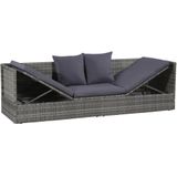 vidaXL Tuinbed 200x60 cm poly rattan grijs