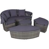 vidaXL 4-delige Loungeset met kussens poly rattan grijs