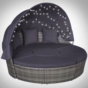 vidaXL 4-delige Loungeset met kussens poly rattan grijs