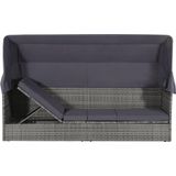 VidaXL Tuinbed met Luifel 205x62 cm Poly Rattan Grijs