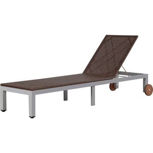 vidaXL Sonnenliege mit Rollen Poly Rattan Braun