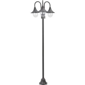 vidaXL Garten-Pollerleuchte E27 220 cm Aluminium 3-Laterne Bronze