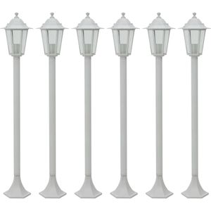 vidaXL Garten-Pollerleuchte 6 Stk. E27 110 cm Aluminium Weiß