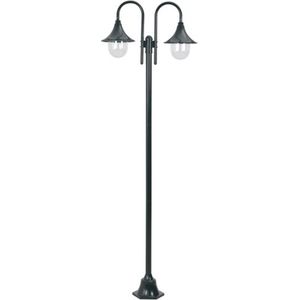 vidaXL Garten-Pollerleuchte E27 220 cm Aluminium 2-Laterne Dunkelgrün