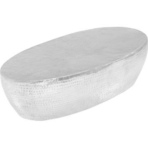 vidaXL - salontafel - 100x50x28 - cm - gehamerd - aluminium - zilver