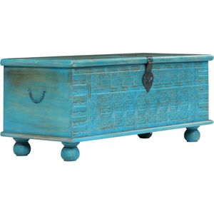 vidaXL - Opbergkist - Blauw - Massief Mangohout