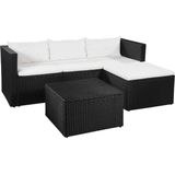 vidaXL 3-delige Loungeset poly rattan zwart en wit