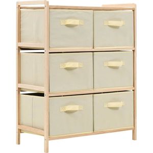 vidaXL - Opbergmeubel - met - 6 - stoffen - manden - cederhout - beige