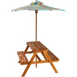 vidaXL Kinderpicknicktafel met parasol 79x90x60 cm massief acaciahout