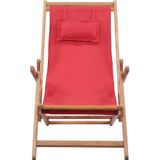 vidaXL Strandstuhl Klappbar Stoff und Massivholz Rot