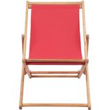 VidaXL Inklapbare Strandstoel - Rood - Stof en Houten Frame