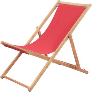 VidaXL Inklapbare Strandstoel - Rood - Stof en Houten Frame